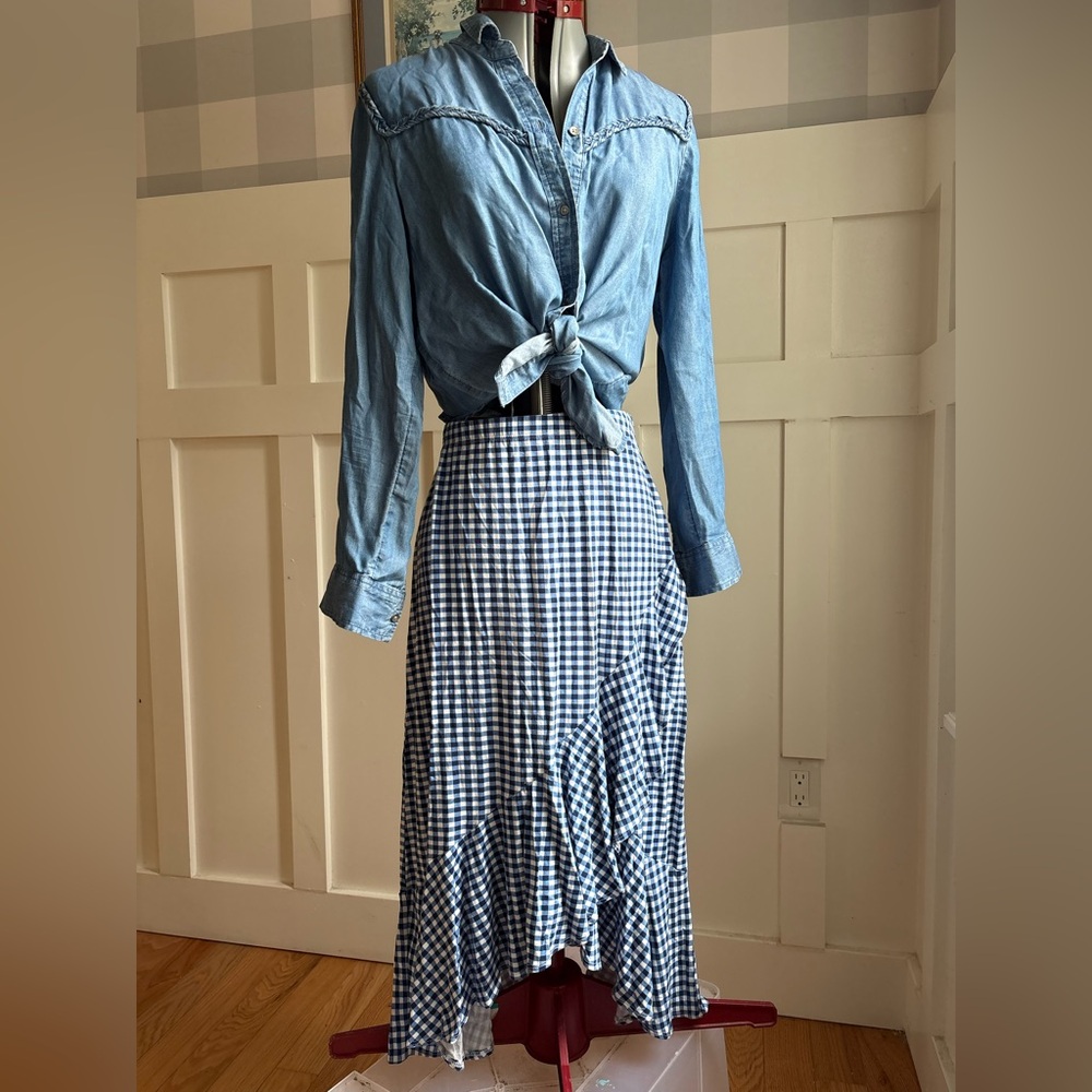 Blue Gingham Women's Skirt Size‎ Medium
